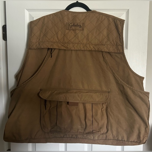 Cabela’s Men’s XXL Utility Vest Tan Hunting Fishing Outdoor  Cotton/Leather - Picture 8 of 11